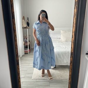 KATE SPADE Baby Blue Ruffled Maxi Dress